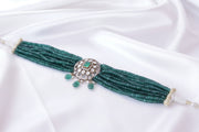 Gold polish Emerald Royale choker with moissanite pendant